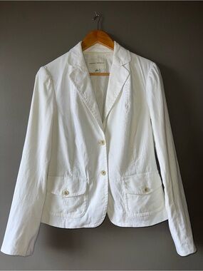 Banana Republic White Women's Tailored Linen Blend Blazer